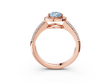 Rose gold Fancy Blue Pear  Cut Halo Diamond Pave Band with Four-Prong Setting_40