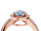 Rose gold Fancy Blue Pear  Cut Halo Diamond Pave Band with Four-Prong Setting_41