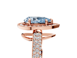 Rose gold Fancy Blue Pear  Cut Halo Diamond Pave Band with Four-Prong Setting_42