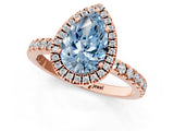 Rose gold Fancy Blue Pear Cut Halo Diamond Pave Band with Prong Setting_1