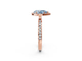 Rose gold Fancy Blue Pear Cut Halo Diamond Pave Band with Prong Setting_2