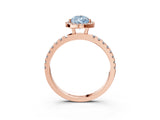 Rose gold Fancy Blue Pear Cut Halo Diamond Pave Band with Prong Setting_3