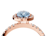 Rose gold Fancy Blue Pear Cut Halo Diamond Pave Band with Prong Setting_4