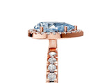 Rose gold Fancy Blue Pear Cut Halo Diamond Pave Band with Prong Setting_5
