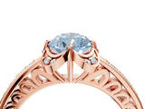 Rose gold Fancy Blue Pear  Cut Halo Diamond Ring with Channel Set Band and Four-Prong Setting_36