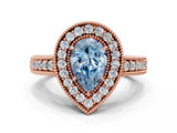 Rose gold Fancy Blue Pear  Cut Halo Diamond Ring with Pavé Band and Four-Prong Setting_69