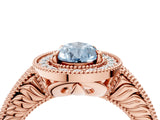 Rose gold Fancy Blue Pear  Cut Halo Diamond Ring with Pavé Band and Four-Prong Setting_73