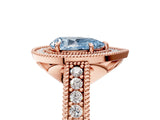 Rose gold Fancy Blue Pear  Cut Halo Diamond Ring with Pavé Band and Four-Prong Setting_74