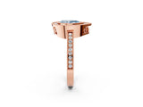 Rose gold Fancy Blue Pear  Cut Halo Diamond Ring with Pavé Band and Milgrain Prong Setting_34