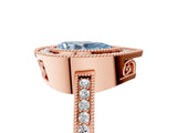 Rose gold Fancy Blue Pear  Cut Halo Diamond Ring with Pavé Band and Milgrain Prong Setting_37