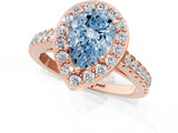 Rose gold Fancy Blue Pear Cut Halo Diamond Ring with Pavé Band and Three-Prong Setting_1