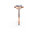 Rose gold Fancy Blue Pear Cut Halo Diamond Ring with Pavé Band and Three-Prong Setting_2