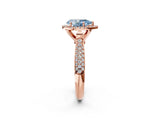 Rose gold Fancy Blue Pear Cut Halo Diamond Ring with Pavé Band_2
