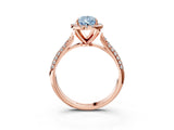 Rose gold Fancy Blue Pear Cut Halo Diamond Ring with Pavé Band_3