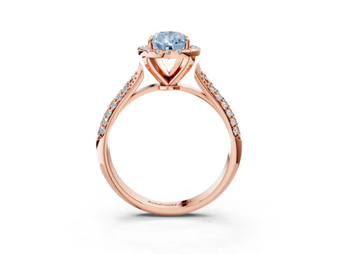 Rose gold Fancy Blue Pear Cut Halo Diamond Ring with Pavé Band_3