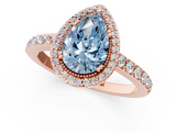 Rose gold Fancy Blue Pear  Cut Halo Diamond Ring with Pave Band and Four-Prong Setting_25