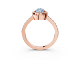 Rose gold Fancy Blue Pear  Cut Halo Diamond Ring with Pave Band and Four-Prong Setting_27