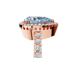 Rose gold Fancy Blue Pear  Cut Halo Diamond Ring with Pave Band and Four-Prong Setting_29
