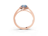 Rose gold Fancy Blue Pear Cut Halo Diamond Ring with Solitaire Band and Prong Setting_3