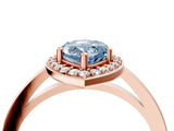 Rose gold Fancy Blue Pear Cut Halo Diamond Ring with Solitaire Band and Prong Setting_4