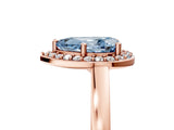 Rose gold Fancy Blue Pear Cut Halo Diamond Ring with Solitaire Band and Prong Setting_5