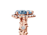 Rose gold Fancy Blue Pear Cut Halo Diamond Solitaire with Filigree Band and Four-Prong Setting_5