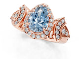 Rose gold Fancy Blue Pear Cut Halo Diamond Split Shank Engagement Ring with Four-Prong Setting_13