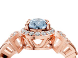 Rose gold Fancy Blue Pear Cut Halo Diamond Split Shank Engagement Ring with Four-Prong Setting_16