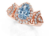 Rose gold Fancy Blue Pear Cut Halo Diamond Split Shank Engagement Ring with Four-Prong Setting_7