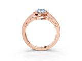 Rose gold Fancy Blue Pear Cut Halo Diamond Split Shank Ring with Prong Setting_3