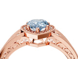 Rose gold Fancy Blue Pear Cut Halo Diamond Split Shank Ring with Prong Setting_4