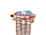 Rose gold Fancy Blue Pear Cut Halo Diamond Split Shank Ring with Prong Setting_5