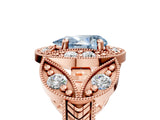 Rose gold Fancy Blue Pear Cut Halo Milgrain Diamond Engagement Ring with Leaf Band and Four-Prong Setting_5