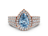 Rose gold Fancy Blue Pear Cut Halo Pavé Diamond Engagement Ring with Split Shank and Four-Prong Setting_3