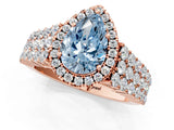 Rose gold Fancy Blue Pear Cut Halo Pavé Diamond Engagement Ring with Split Shank and Four-Prong Setting_4