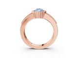 Rose gold Fancy Blue Pear  Cut Halo Pave Band Four-Prong Ring_51