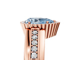 Rose gold Fancy Blue Pear  Cut Halo Pave Band Four-Prong Ring_53