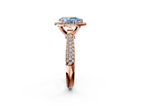 Rose gold Fancy Blue Pear  Cut Halo Pave Band Four-Prong Setting Ring_22
