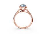 Rose gold Fancy Blue Pear  Cut Halo Pave Band Four-Prong Setting Ring_23