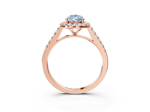 Rose gold Fancy Blue Pear Cut Halo Pave Diamond Engagement Ring with Four-Prong Setting_3