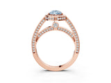 Rose gold Fancy Blue Pear  Cut Halo Pave Split Shank Prong Setting Ring_36