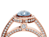 Rose gold Fancy Blue Pear  Cut Halo Pave Split Shank Prong Setting Ring_37