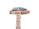 Rose gold Fancy Blue Pear  Cut Halo Pave Split Shank Prong Setting Ring_38