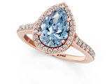 Rose gold Fancy Blue Pear Cut Halo Round Diamond Pavé Band with Four-Prong Setting_4