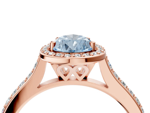 Rose gold Fancy Blue Pear Cut Halo Round Diamond Pavé Band with Four-Prong Setting_7
