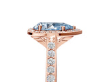 Rose gold Fancy Blue Pear Cut Halo Round Diamond Pavé Band with Four-Prong Setting_8