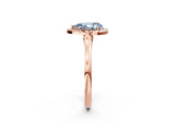 Rose gold Fancy Blue Pear Cut Halo Round Diamond Solitaire Ring with Pavé Band and Four-Prong Setting_14