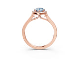 Rose gold Fancy Blue Pear Cut Halo Round Diamond Solitaire Ring with Pavé Band and Four-Prong Setting_15