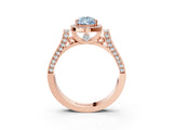 Rose gold Fancy Blue Pear Cut Halo Round Diamond Twist Band with Four-Prong Setting_3