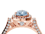 Rose gold Fancy Blue Pear Cut Halo Round Diamond Twist Band with Four-Prong Setting_4